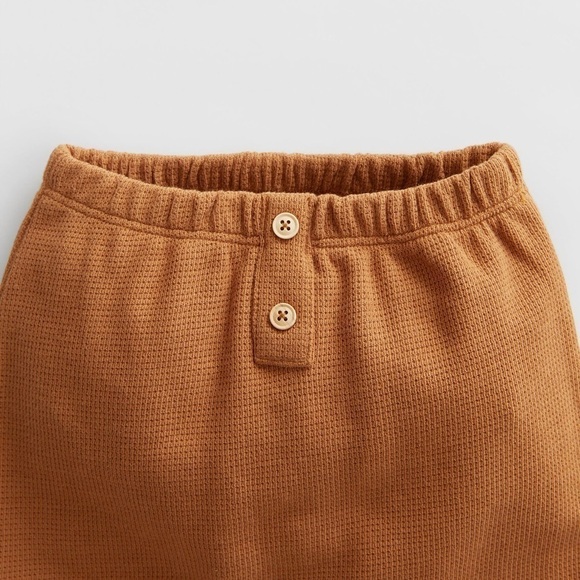 ZARA BUTTONED WAFFLE KNIT PANTS 6/9m NWT - Picture 2 of 7